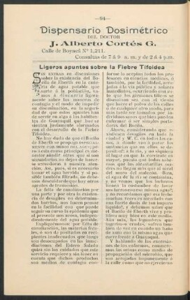 Ligeros apuntes sobre la Fiebre Tifoidea