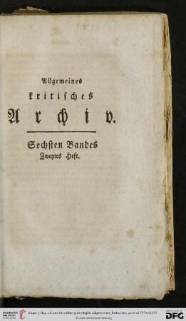 Sechsten Bandes Zweytes Heft
