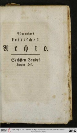 Sechsten Bandes Zweytes Heft