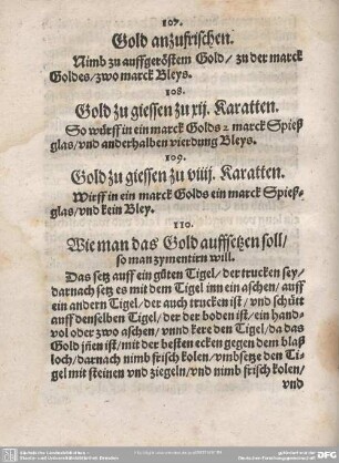 110. Wie man das Gold auffsetzen soll/so man zymentirn will.