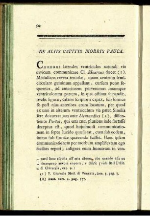 De aliis capitis morbis pauca.