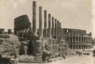 Rom. Kolosseum (72/80). Ansicht mit Resten des Tempels der Venus und der Roma