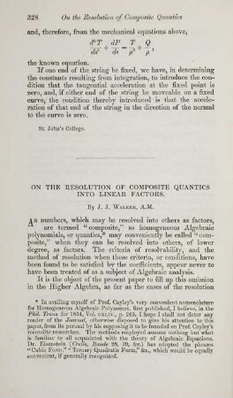 On the resolution of composite quantics into linear factors.