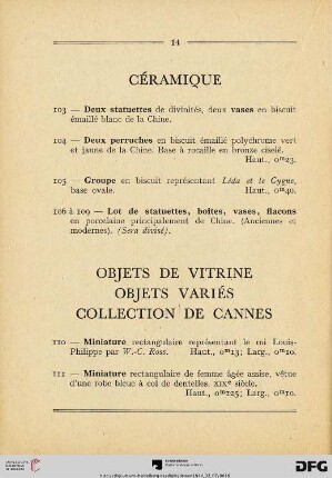 Céramique (Nr. 103-109)