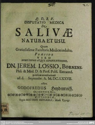 Disputatio medica de salivae natura et usu