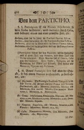 [Sect. IV.] Von dem Participio. - [Sect. VIII.] Von den Interjectionibus..