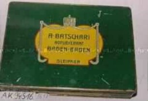 Blechdose für 500 Stück "CIGARETTES SLEIPNER" A. BATSCHARI HOFLIEFERANT BADEN-BADEN