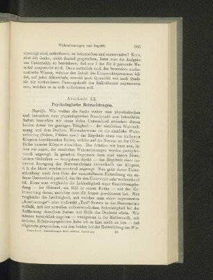 Abschnitt XX. Psychologische Betrachtungen.