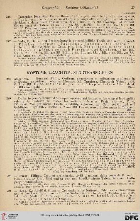 Kostüme, Trachten, Städteansichten (Nr. 218-243)