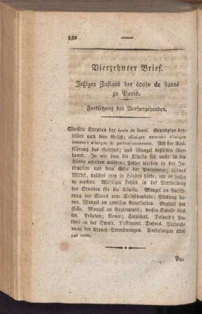 Vierzehnter Brief. Jetziger Zustand der ècole de Santé zu Paris. Fortsetzung des Vorhergehenden