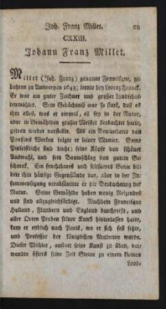 CXXIII. Johann Franz Millet