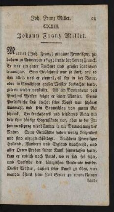 CXXIII. Johann Franz Millet