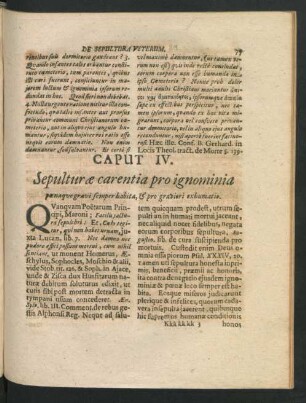Caput IV. Sepulturae carentia pro ignominia.