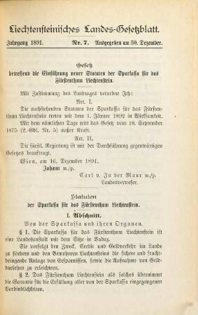 Liechtensteinisches Landesgesetzblatt. 1891