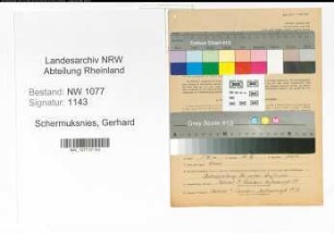 Entnazifizierung Gerhard Schermuksnies , geb. 10.10.1909 (Polizist)