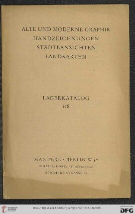 Nr. 118: Lagerkatalog: Alte und moderne Graphik, Handzeichnungen, Städteansichten, Landkarten