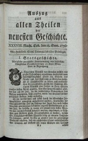 XXXVIII. Nachl. Cob. den 18. Sept. 1756.