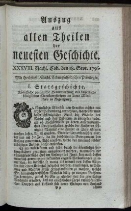 XXXVIII. Nachl. Cob. den 18. Sept. 1756.