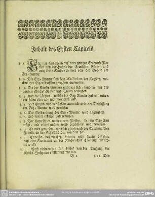 Inhalt des Ersten Capitels