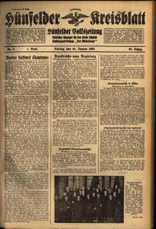 Erste Ausgabe vom Freitag, den 21. Januar 1938.