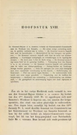 Hoofdstuk XVIII. De generaal-majoor F. D. Cochius vertrekt als gouvernements-commissaris naar de Westkust van Sumatra. - ...