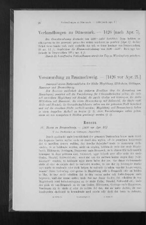 Versammlung zu Braunschweig. - [1426 vor Apr. 21].