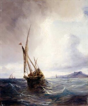 Schleichhändler-Felouke vor der Küste von Biskaya