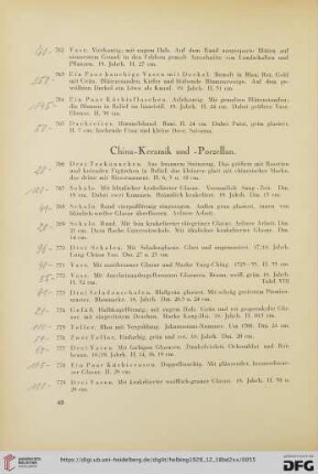China Keramik und Porzellan (Nr. 766-850)