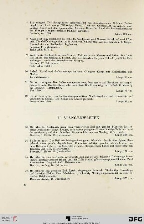 II. Stangenwaffen (Nr. 13-19)