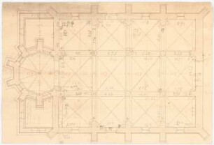 Sankt Ursula, Geismar: Grundriss mit Gewölbeplan der Kirche 1:100
