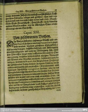 Caput XIII. Von geschornen Bothen