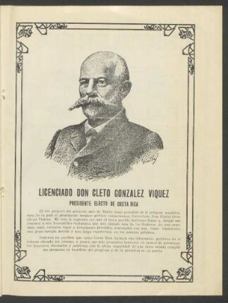 Licenciado Don Cleto González Víquez, presidente electo de Costa Rica