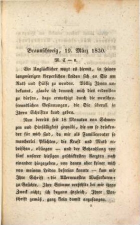 Die allerneuesten Wasserkuren : eine Quartalschrift, welche das Neueste aus der Wasserheilkunde und Nachrichten von ihren Fortschritten im In- und Auslande liefert ; eine Heilschrift für jedermann. 5. 1830