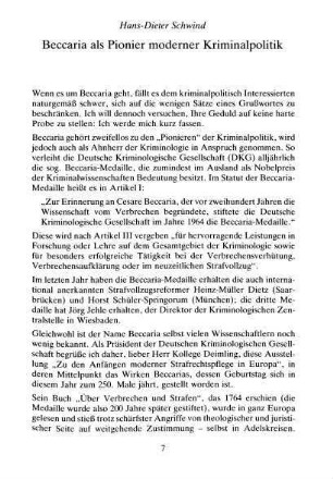 7-10, Beccaria als Pionier moderner Kriminalpolitik