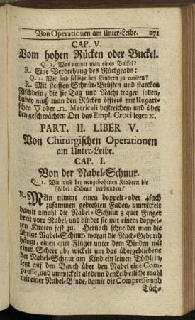LIber V. Von Chirurgischen Operationen am Unter-Leibe.