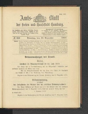 No. 311, 31. Dezember 1918