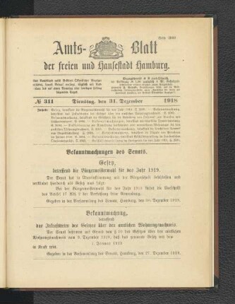 No. 311, 31. Dezember 1918
