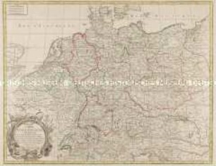 Carte d'Allemagne contenant les Etats de la Maison d'Autriche, les Electorats de Mayence, Treves, Cologne, Baviere, du Haut et Bas Rhein, de Saxe, de Brandebourg, et d'Hanovre, le Royaume de Boheme, la Silesie, les Cercles de Souabe, Franconie, Westphalie, Hte. et Bse. Saxe, et le Landgraviat de Hesse, etc., etc.