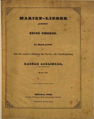 Marien-Lieder : für eine oder mehrere Stimmen mit Clavier- oder Orgelbegleitung, 2
