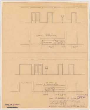 Haus des Rundfunks, Berlin-Charlottenburg: Treppenhaus-Nischen I, II, III, VI, Aufriss, Grundriss 1:50