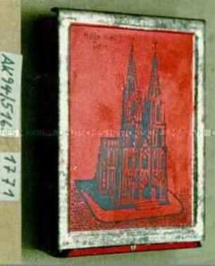 Automaten-Blechdose für "Erfrischende Pfefferminz-Pastillen" (Abbildung Köln a/Rh., Dom)