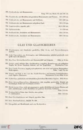 Glas und Scheiben (Nr. 398-436)