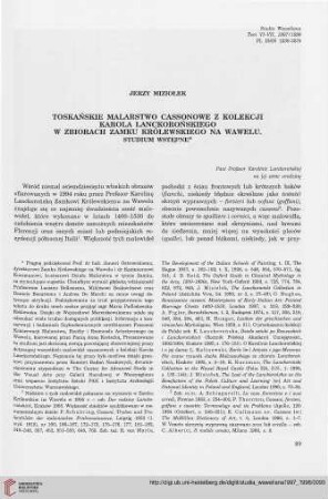 6/7: Toskańskie malarstwo cassonowe z kolekcji Karola Lanckorońskiego w zbiorach Zamku Królewskiego na Wawelu : Studium wstępne