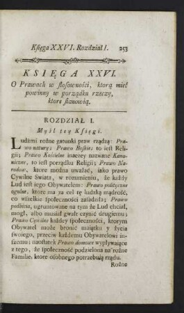 Ksiega XXVI. O Prawach w stosownosci, ktora miec powinny w porzadku rzeczy, ktore stanowia.