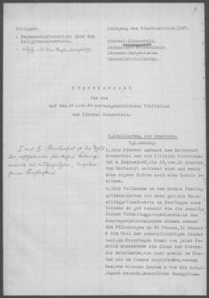 Rinderfeld mit Streichental und Dunzendorf: Pfarrbericht 1927
