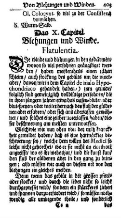 Das X. Capitel. Blehungen und Winde. Flatulentia.