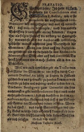 Fr. Basilii Valentini Benedicter Ordens Offenbahrung Der verborgenen Handgriffe auff das Universal gerichtet