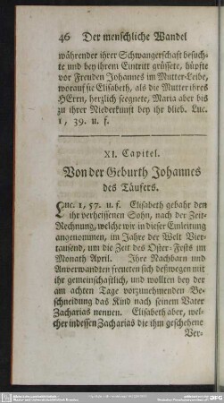 XI. Capitel. Von der Geburth Johannes des Täufers