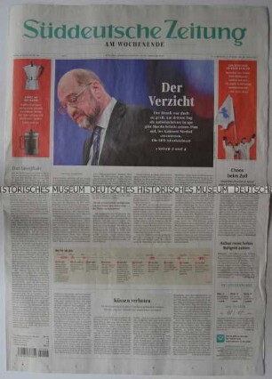 Tageszeitung "Süddeutsche Zeitung" mit Titel zur Regierungsbildung in Deutschland