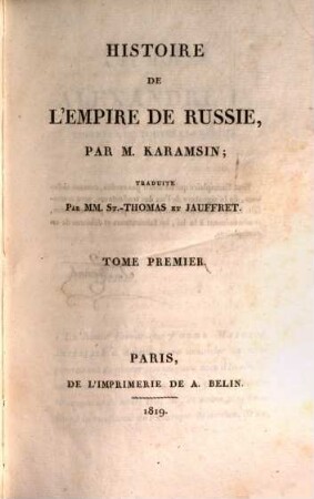 Histoire de l'empire de Russie, 1 (1819)